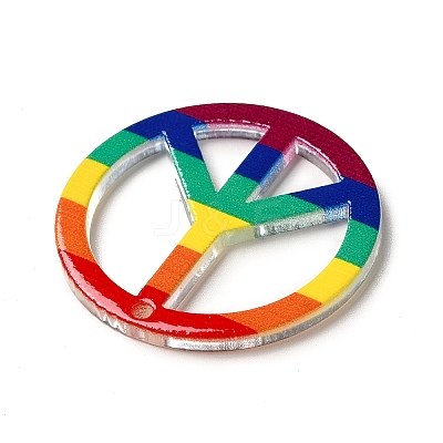 Rainbow Color Printed Acrylic Pendants OACR-B006-01B-1