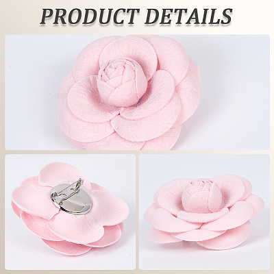 4Pcs Cloth Art Camelia Brooch Pins JEWB-CN0001-03E-1