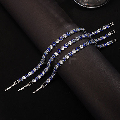 Brass & Clear Cubic Zirconia & Resin Evil Eye Tennis Bracelets for Women FS-WG6CA97-01-1