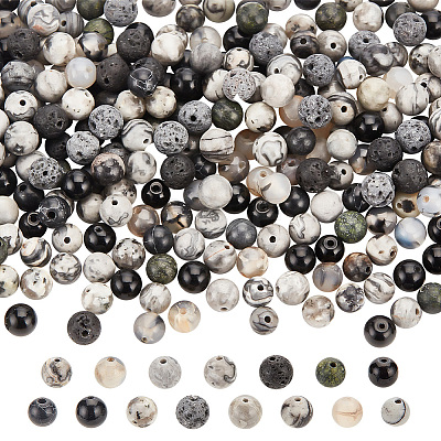 300Pcs 15 Styles Natural & Synthetic Mixed Gemstone Round Beads G-AR0005-78-1
