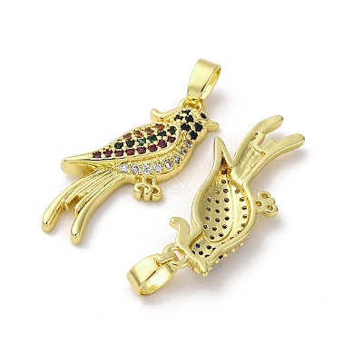 Brass Micro Pave Cubic Zirconia Pendants KK-F903-04G-1
