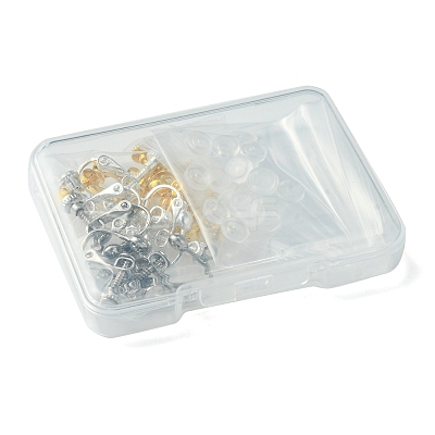 12Pcs 3 Colors Brass Screw On Clip-on Earring Findings KK-FS0001-29-1