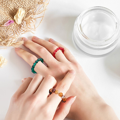 16Pcs 16 Style Natural & Synthetic Mixed Gemstone Round Beaded Stretch Rings Set for Women RJEW-AN0001-01-1