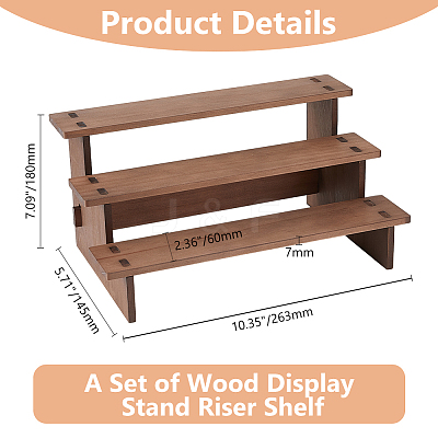3-Tier Wooden Jewelry Organizer Display Risers ODIS-WH0058-19B-1