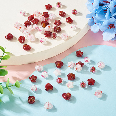 80Pcs 8 Styles Millefiori Glass Beads Strands GLAA-TA0003-43C-1