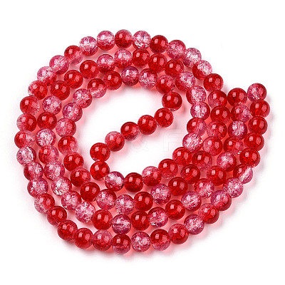 Transparent Crackle Baking Paint Glass Beads Strands DGLA-T003-01B-08-1