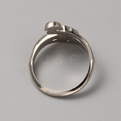 Alloy Peacock Open Cuff Ring RJEW-WH0001-20P-1