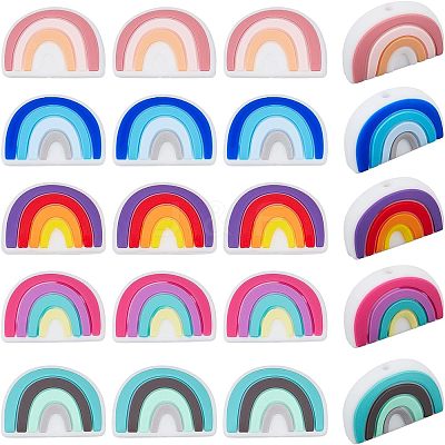 20Pcs 5 Colors Silicone Beads SIL-CA0001-09-1