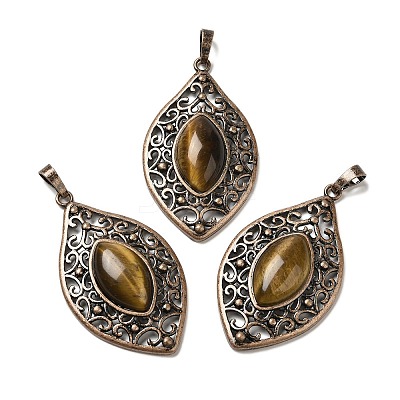 Natural Tiger Eye Pendants G-H065-3R-06-1