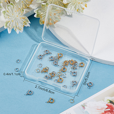 20Pcs 2 Clolors 304 Stainless Steel Smooth Surface Spring Ring Clasps STAS-SC0004-42-1