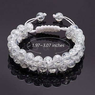 Sparkling Round Glass Braided Bead Bracelet BJEW-SW00082-01-1