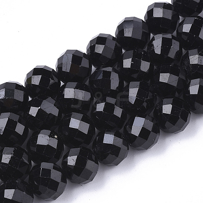 Natural Black Tourmaline Beads Strands X-G-S345-6mm-002-1