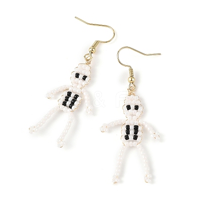 Halloween Glass Seed Bead Dangle Earrings EJEW-MZ00769-01-1