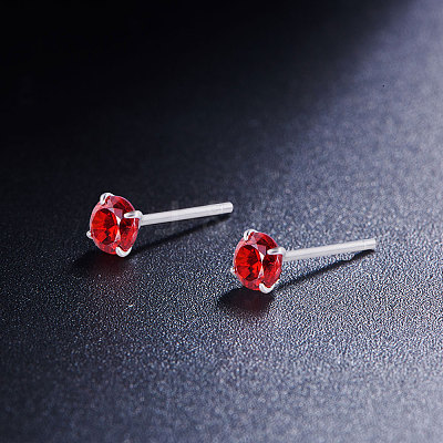 Rhodium Plated 925 Sterling Silver Four Pronged Ear Studs JE420C-01-1