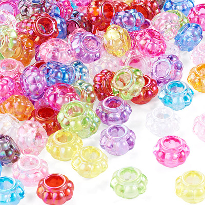 100Pcs UV Plating Transparent Acrylic European Beads TACR-TA0001-93C-1