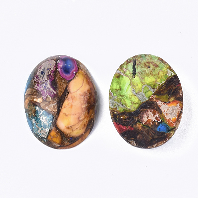 Assembled Synthetic Imperial Jasper and Bronzite Cabochons G-S329-080F-1
