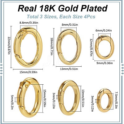 Rack Plating Brass Spring Gate Rings KK-SC0005-67-1