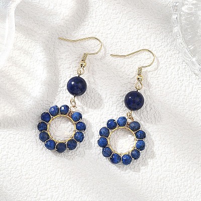 304 Stainless Steel Round Dangle Earrings EJEW-JE06786-1