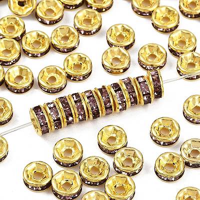 Brass Rhinestone Spacer Beads RB-A014-Z6mm-10G-1