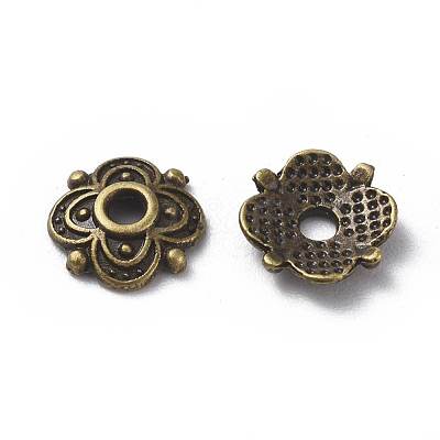 4-Petal Tibetan Style Alloy Flower Bead Caps X-TIBE-S222-AB-NR-1