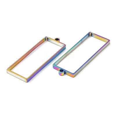 304 Stainless Steel Open Back Bezel Rectangle Pendants STAS-Z040-06B-RC-1