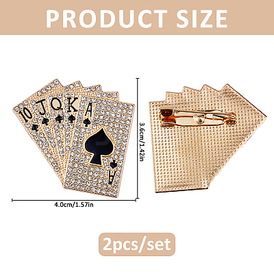 2Pcs Poker Card Enamel Pins JEWB-FH0003-18G-1