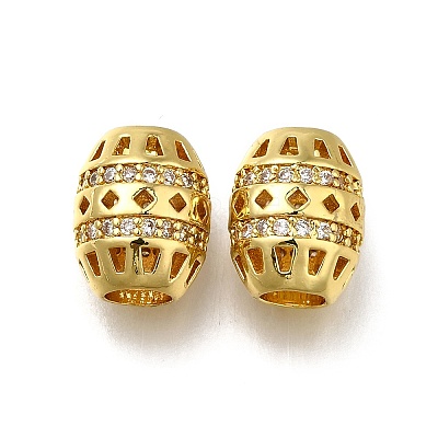 Brass Micro Pave Clear Cubic Zirconia European Beads ZIRC-I070-135G-1