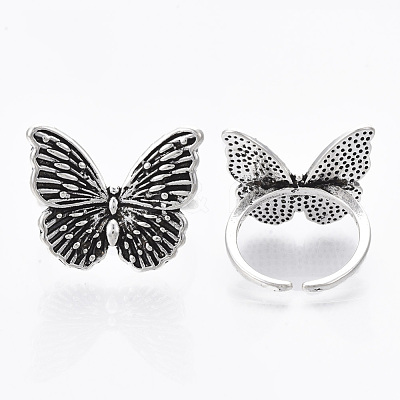 Adjustable Tibetan Style Alloy Cuff Rings TIBE-R318-01-RS-1