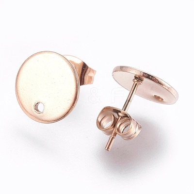 Ion Plating(IP) 304 Stainless Steel Stud Earring Findings STAS-G178-01RG-10mm-1