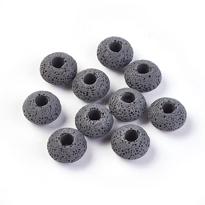 Natural Lava Rock European Beads G-I220-H13-1