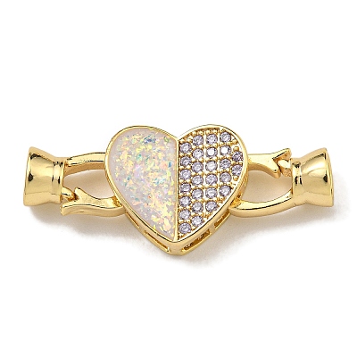 Brass Micro Pave Clear Cubic Zirconia Fold Over Clasps KK-U037-42G-02-1