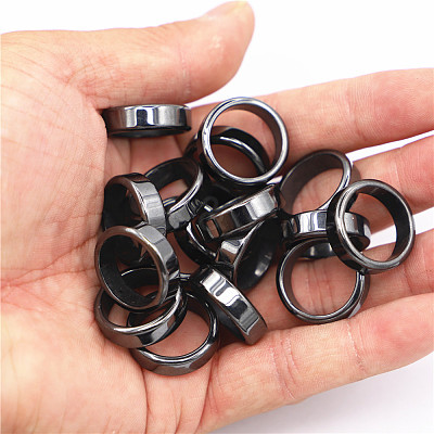 Non-Magnetic Synthetic Hematite Plain Band Ring LS-FIND-PW0021-11D-1