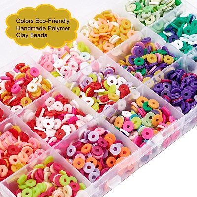 2400Pcs 15 Colors Handmade Polymer Clay Beads CLAY-YW0001-27B-1