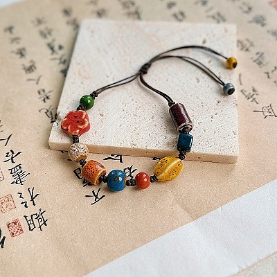 Ceramic Beads Braided Bead Bracelets FS-WGF5CE7-01-1