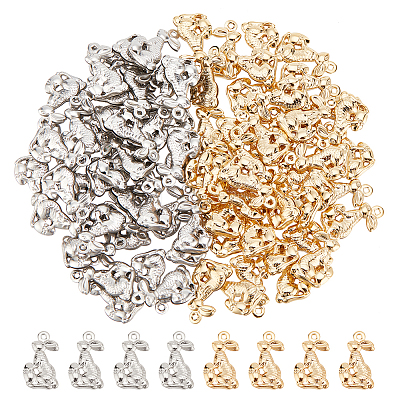 80Pcs 2 Colors Easter 304 Stainless Steel Pendants STAS-DC0012-49-1