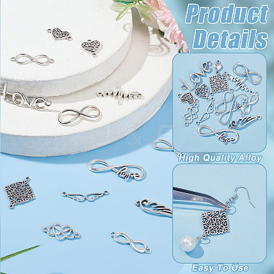 84Pcs 14 Styles Tibetan Style Alloy Connector Charms TIBE-FG0001-03-1