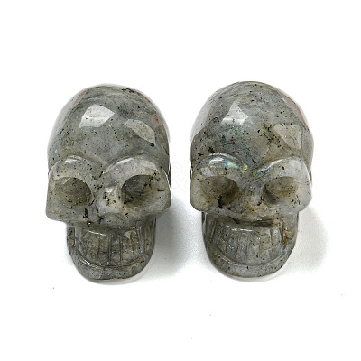 Halloween Natural Labradorite Skull Figurines DJEW-L021-01F-1