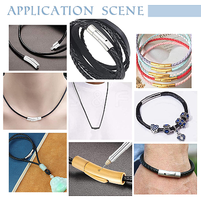 4Pcs 2 Colors Column 304 Stainless Steel Bayonet Necklace Clasps with Push Button STAS-UN0052-63-1