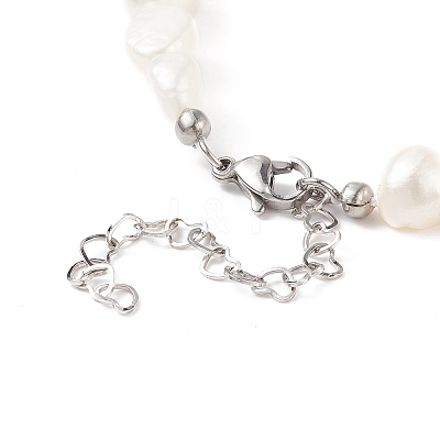 Natural Baroque Keshi Pearl Beaded Necklace with 304 Stainless Steel Clasp for Women NJEW-JN04083-1