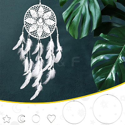 12Pcs 6 Styles Iron Ring for DIY Woven Net/Web with Feather IFIN-SP0001-50-1