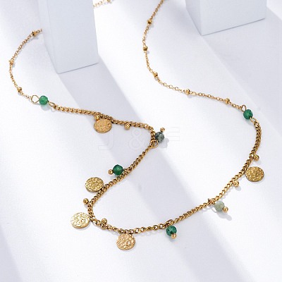 304 Stainless Steel Rhinestone Disc Bib Necklaces NJEW-U026-02G-1