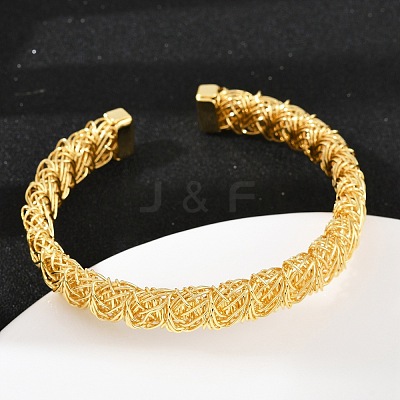 Brass Cuff Bangles for Women BJEW-C112-06G-1