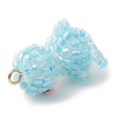 Seed Beads Beaded Charms PALLOY-MZ00318-02-1