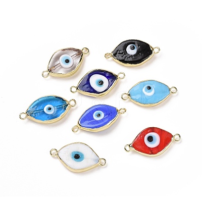 Handmade Horse Eye Evil Eye Lampwork Links Connectors LAMP-P057-07G-1