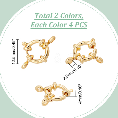 8Pcs 2 Colors 304 Stainless Steel Spring Ring Clasps STAS-UN0022-18-1