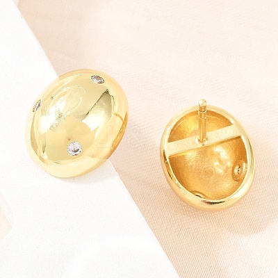 Oval Brass Micro Pave Cubic Zirconia Stud Earrings EJEW-Z164-17G-01-1