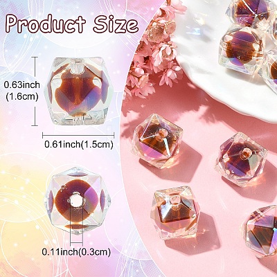 10Pcs Two Tone UV Plating Rainbow Iridescent Acrylic Beads TACR-YW0002-33F-1