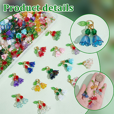 128Pcs 16 Colors Glass Pearl & Acrylic Pendants PALLOY-AR00018-1
