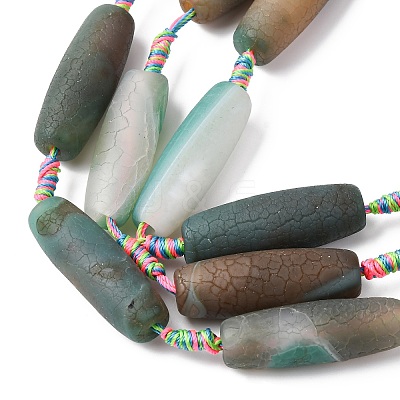 Frosted Natural Green Onyx Agate Beads Strands G-P605-M02-01-1