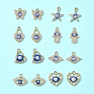 16Pcs 8 Styles UV Plating Alloy Enamel Pendants FIND-FS0002-74-1